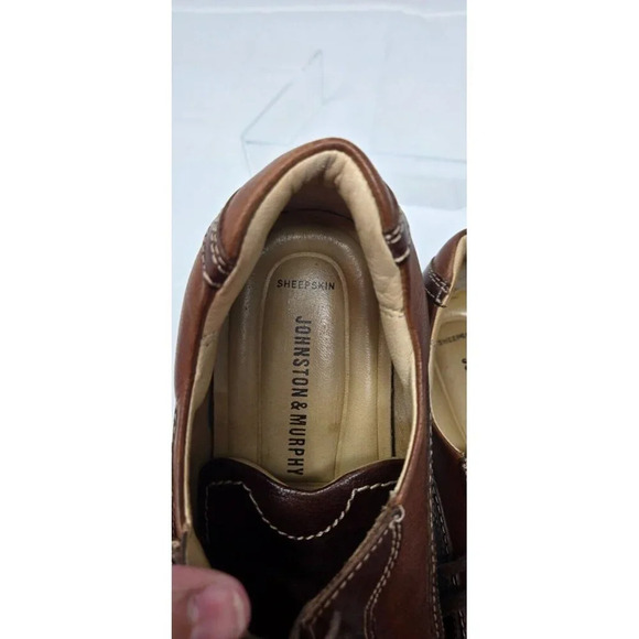 Johnson & Murphy Men's Leather Lace Up Sheepskin Brown size 9 - Picture 3 of 14